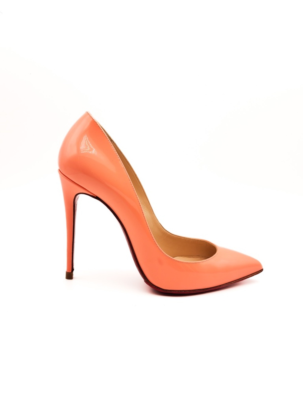 Christian Louboutin Kate Pastel Peach Patent Leather Pumps Heels EU 36